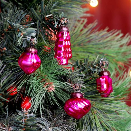 25 Pieces Pink Tiny Christmas Ornaments 